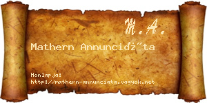 Mathern Annunciáta névjegykártya